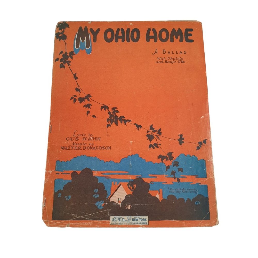 Vintage Sheet Music My Ohio Home 1927 Piano Voice Ukulele Ballad Easy Listening